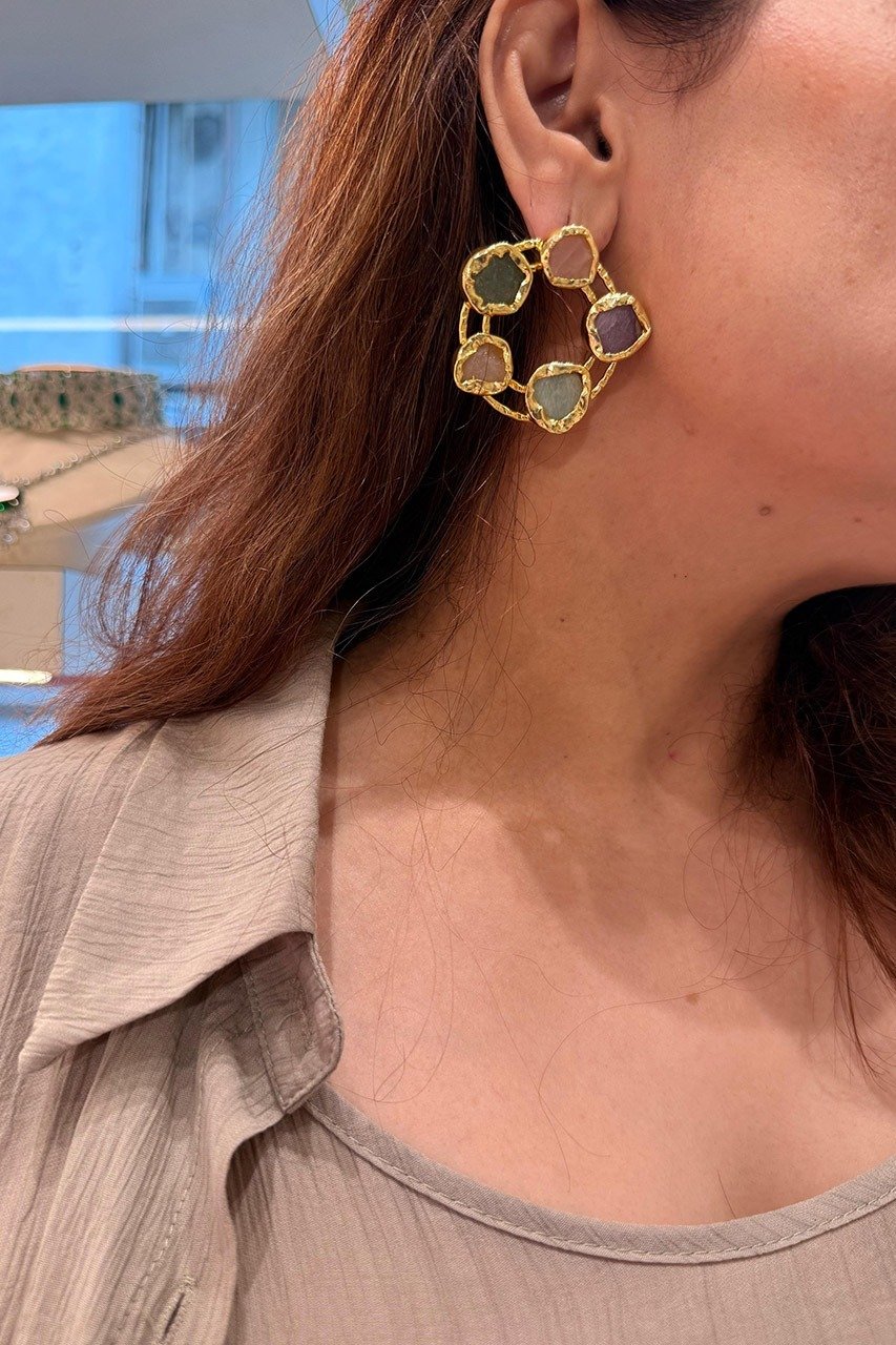 Natural Multy Stone Earrings