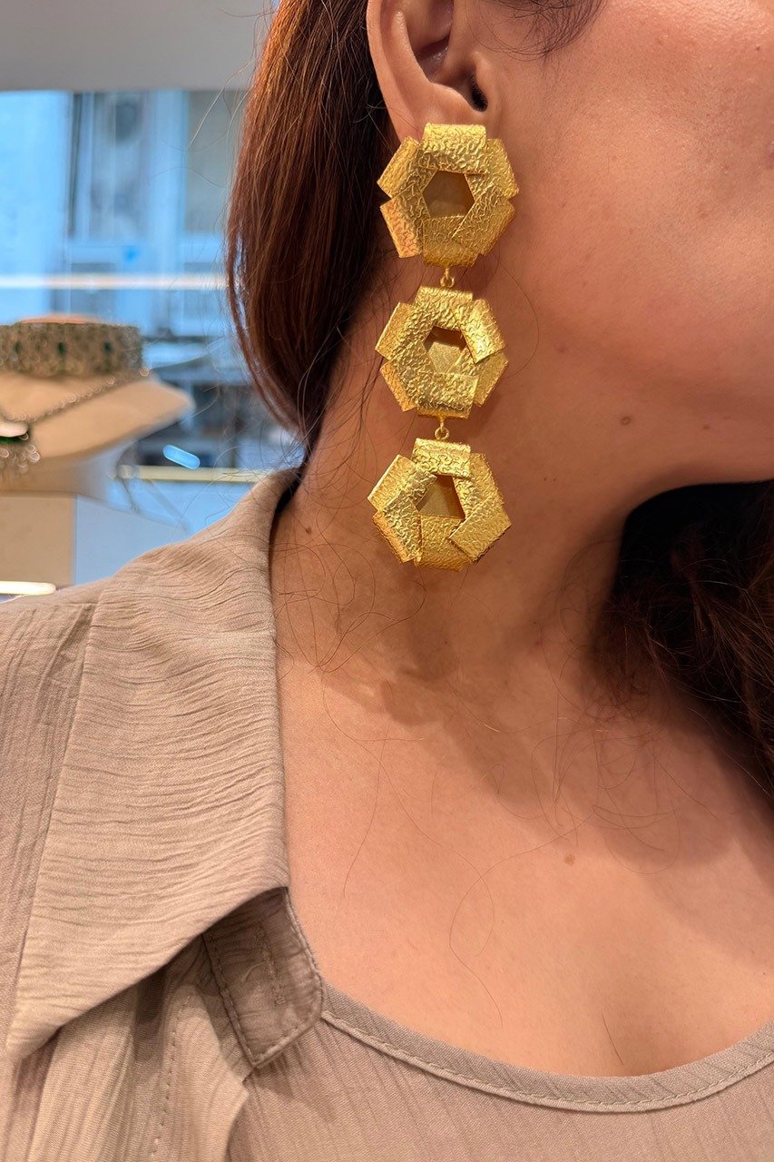 Over Lap Brass Danglers