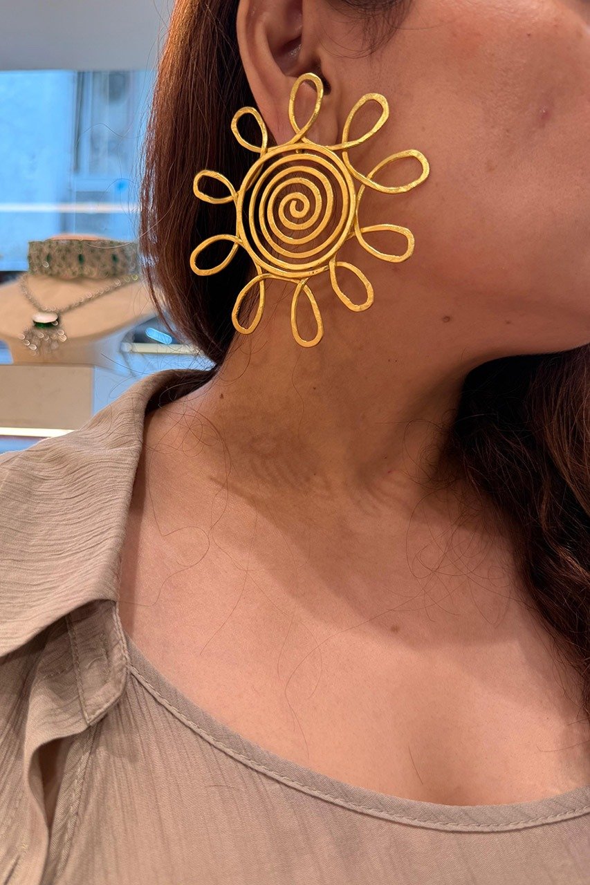 Spiral Flower Gold Platted Earrings