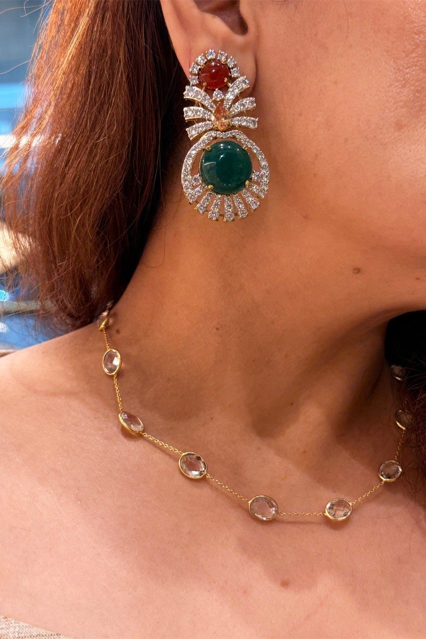 Ivy Ruby Emerald Zircon Danglers