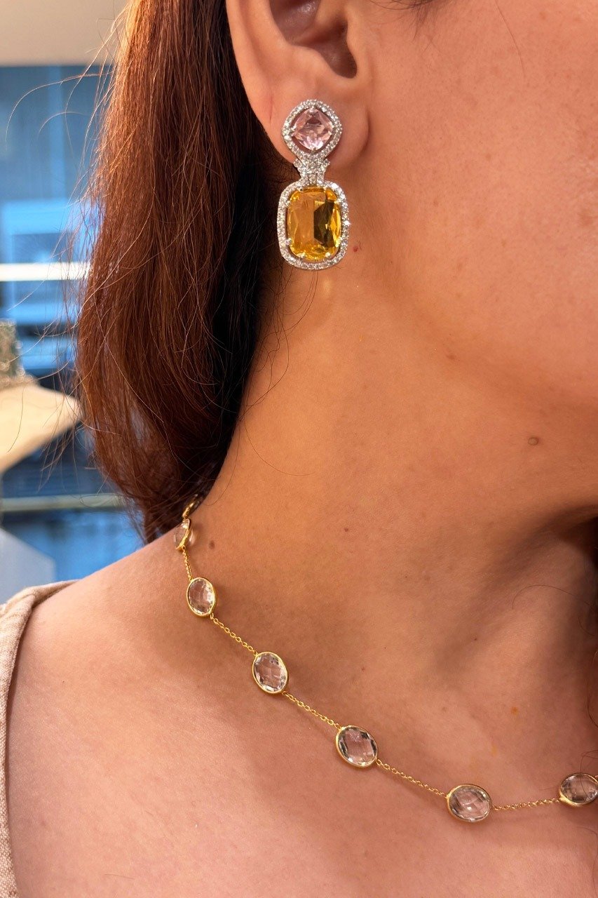 Mia Rosequartz Citrine Zircon Earrings