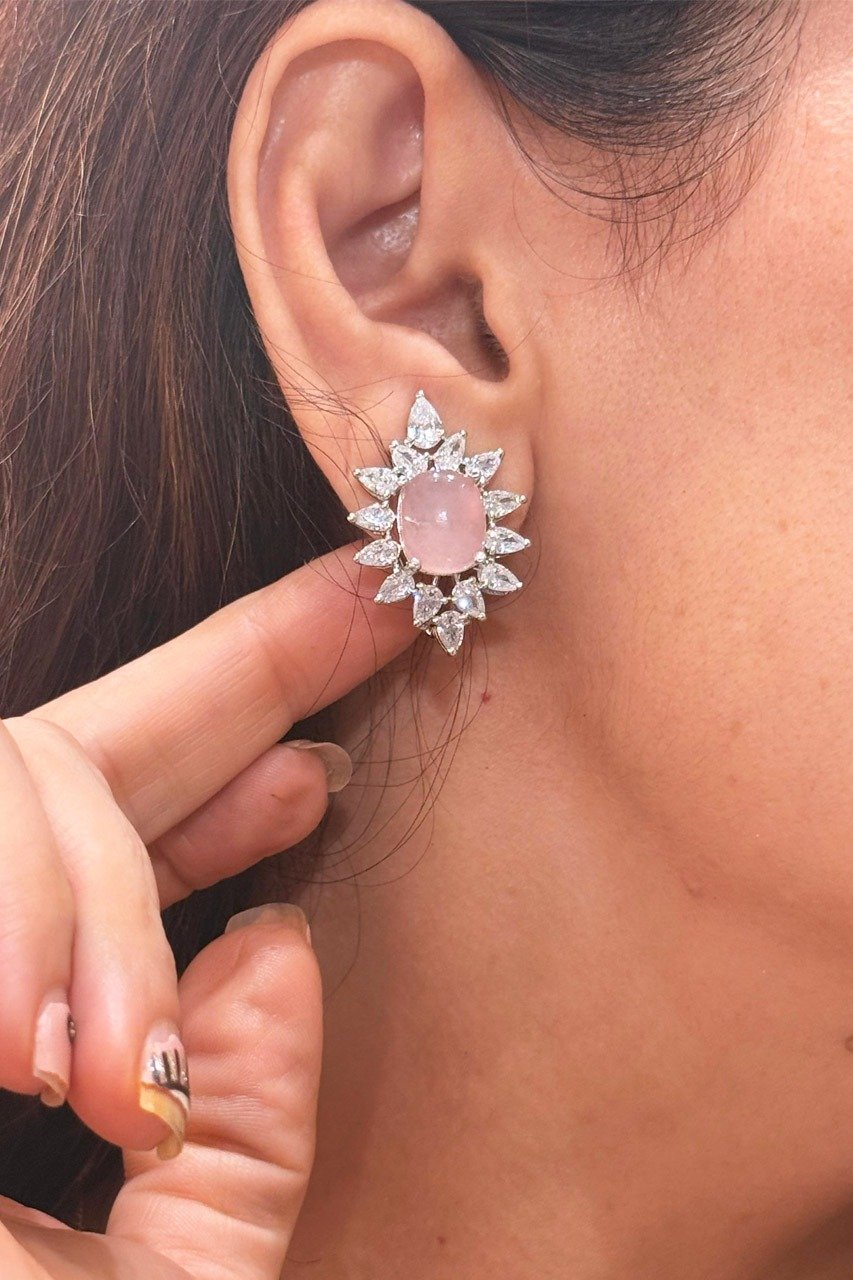 Harper Peach Stone Zircon Studs