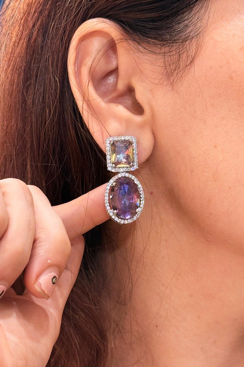 Scarlett Saphire Synthetic Zircon Earrings