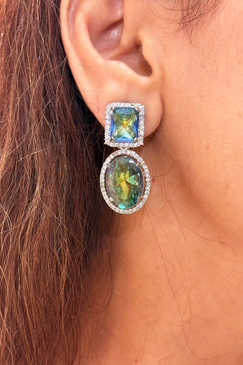 Emily  zircon Swarski seagreen blue Earrings